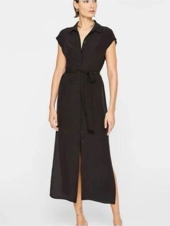 Club Monaco Dresses & Skirts - Club Monaco Black Button-Front Maxi Shirt Dress